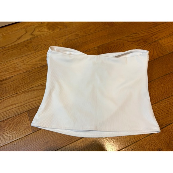 Express Body Contour High Compression Ribbed Twist Front Tube Top White S M L - Picture 4 of 8